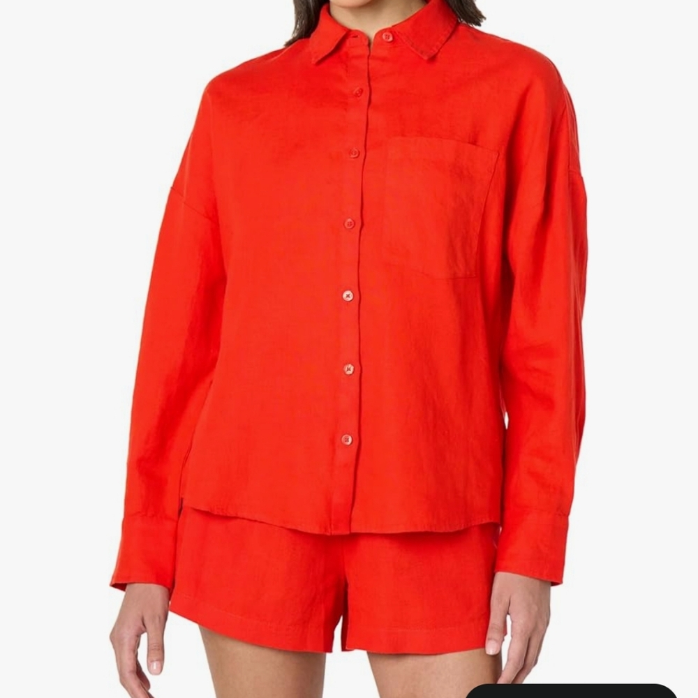 NWT The Drop Linen Button Down Blouse S Small